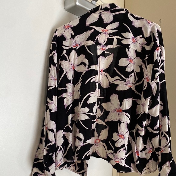 1987 Floral Print Blouse Long Sleeve Size L - Picture 2 of 4
